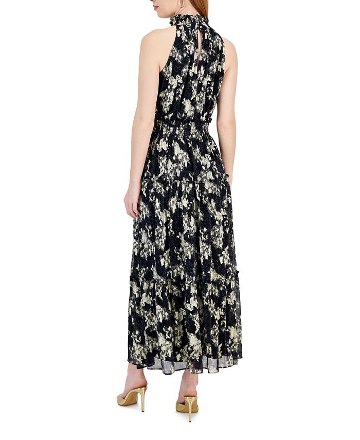 Taylor Women's Crinkled Metallic Smocked A-Line Dress - Macy's