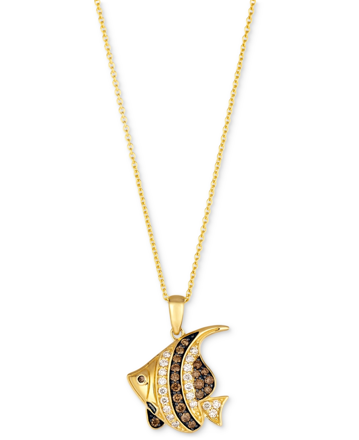 Le Vian Chocolate Diamond & Nude Diamond Fish 20" Adjustable Pendant Necklace (1/4 Ct. T.w.) In 14k Gold In K Honey Gold Pendant