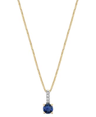 Macy's - Sapphire (1/3 ct. t.w.) & Diamond Accent 18" Pendant Necklace in 14k Gold