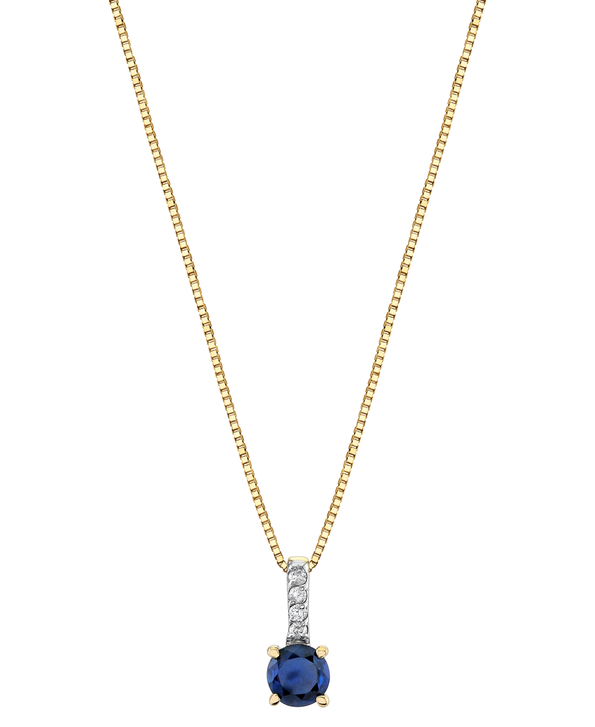 Macy's Sapphire (1/3 Ct. T.w.) & Diamond Accent 18" Pendant Necklace In 14k Gold In Sapphire