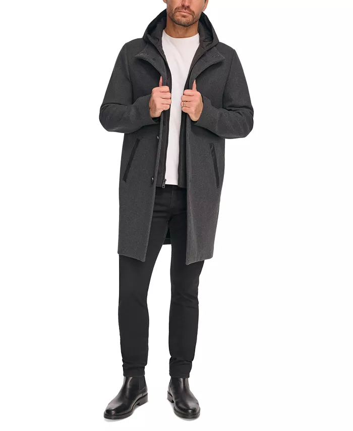 Men's Removable Hood Button Car Coat - thumbnail 7