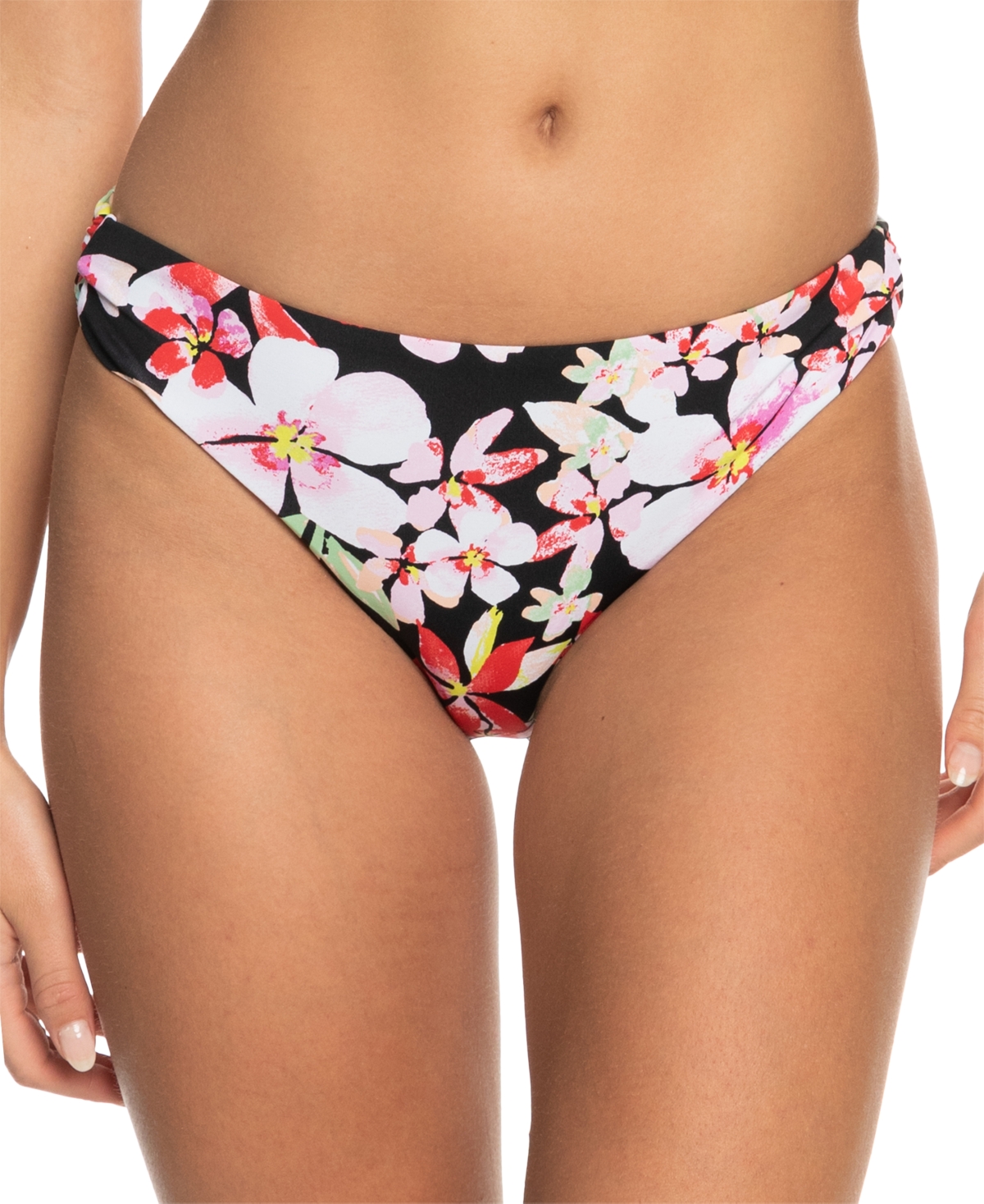 Shop Roxy Juniors' Beach Classics Printed Hipster Bottoms In Anthracite New Life