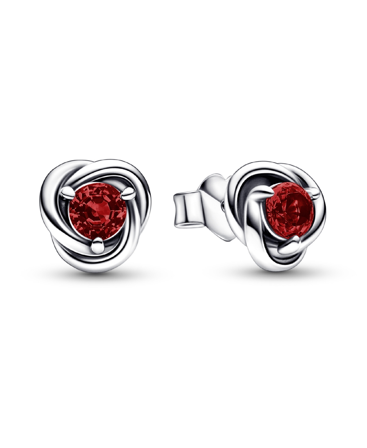 January Red Eternity Circle Stud Earrings - Red