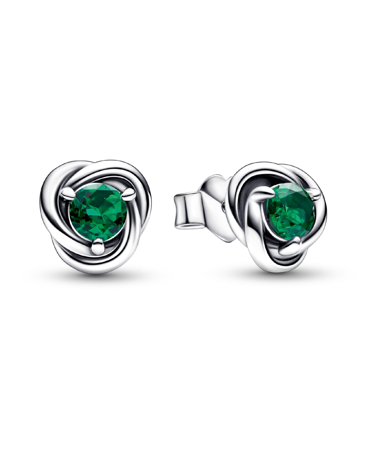 May Birthstone Eternity Circle Stud Earrings - Green