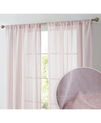 Penelope Faux Linen Textured Semi Sheer Privacy Sun Light Filtering Transparent Window Pocket Hole Thick Curtains Drapery Panels for Bedroom & Living Room, 2 Panels