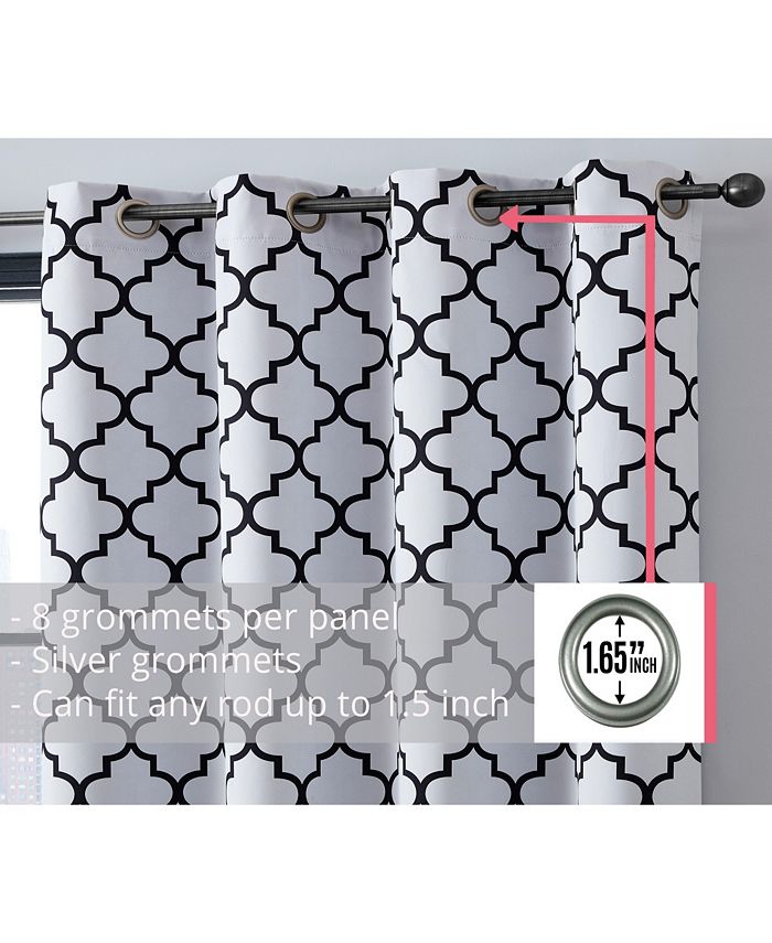 HLC.me Lattice Print Drape Blackout Curtains Pattern Weather