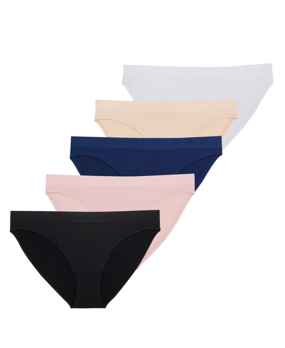 Dorina Women's Rosanne 5 Pack Seamless Soft Touch Fabric Brief Panties - Beige, Gray, Gray, Black