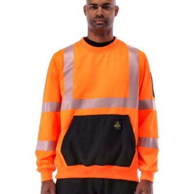 Men's HiVis Crewneck Sweatshirt - High Visibility Work Pullover, Warm Safety Sweatshirt
