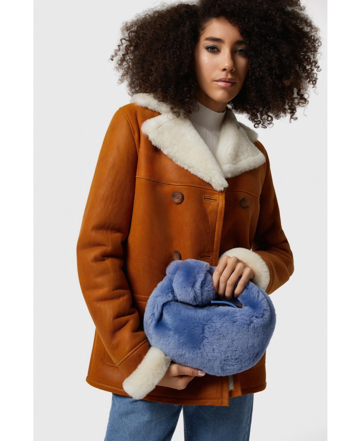 Women's Shearling Mini Bag - Turqoise multicolor