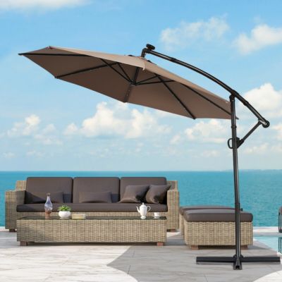 360° Rotation Solar Powered LED Patio Offset Umbrella without Weight Base