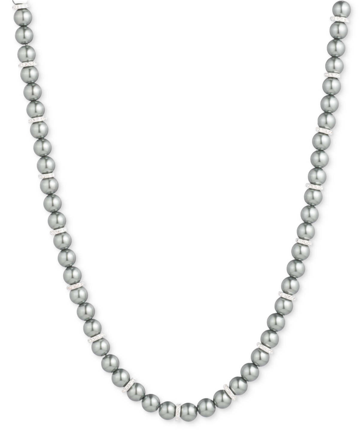 Lauren Ralph Lauren Pave & Imitation Pearl Beaded 17" Collar Necklace In Gray
