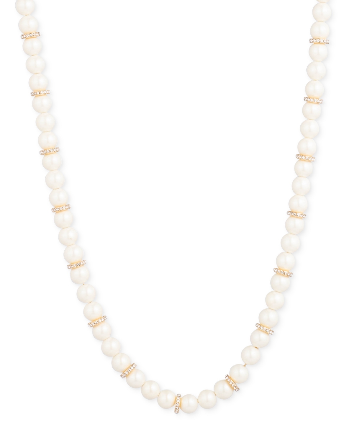 Lauren Ralph Lauren Pave & Imitation Pearl Beaded 17" Collar Necklace In White