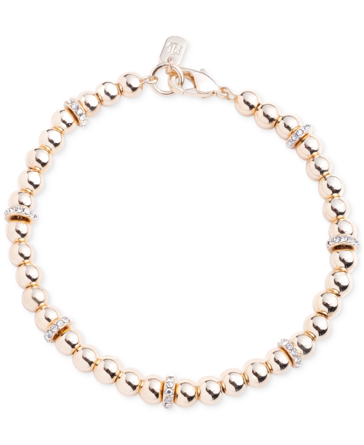 Lauren Ralph Lauren Gold-tone Pave Beaded Flex Bracelet In White