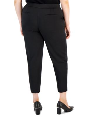 Plus Size Ponte Mid-Rise Front-Seamed Pants 
