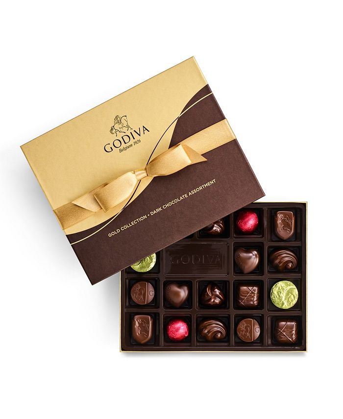 Godiva Assorted Dark Chocolate GoldTone Gift Box, 18 Piece Macy's