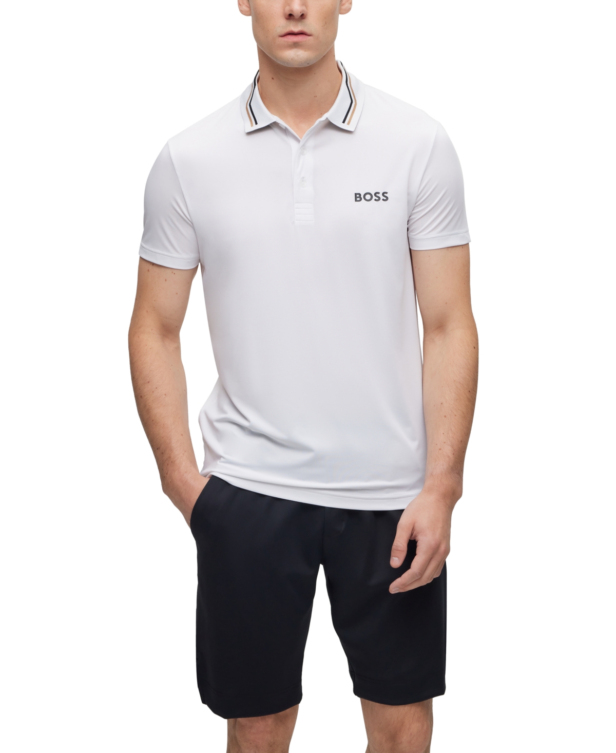 Hugo Boss Boss By  Men's Contrast-logo Polo Shirt In White