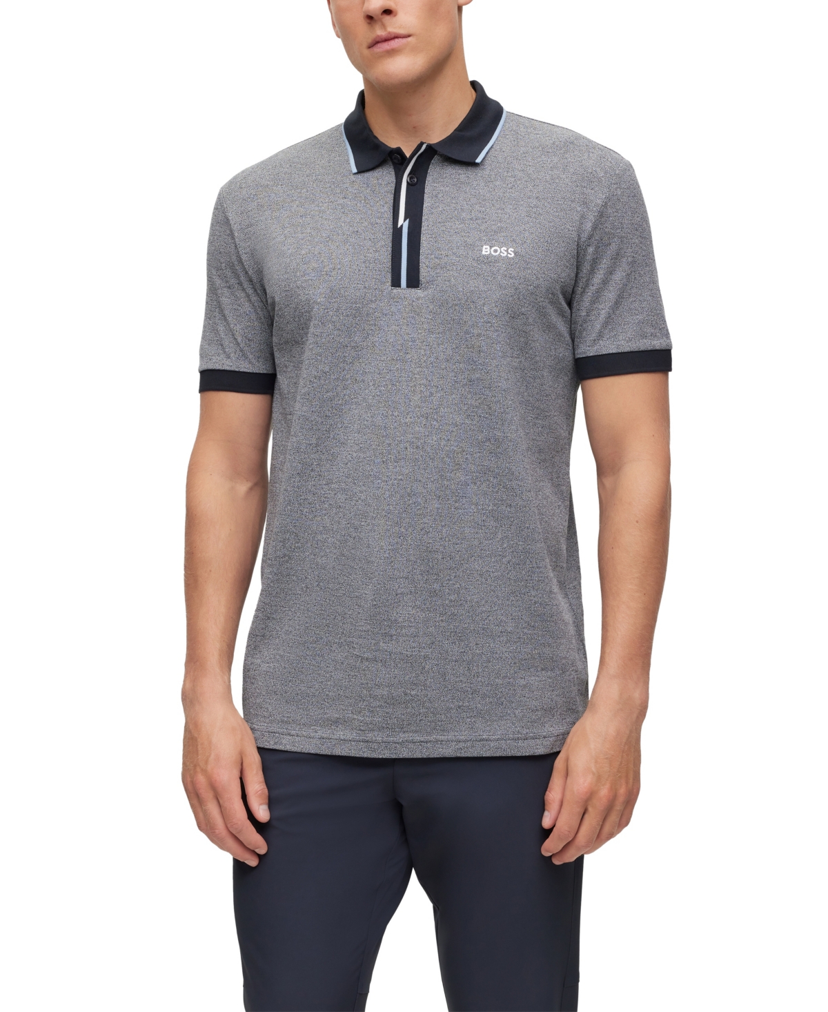 Hugo Boss Boss By  Men's Embroidered Logo Polo Shirt In Gray