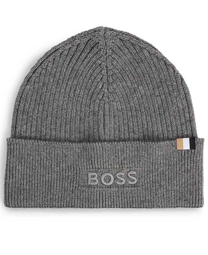 Hugo Boss Men's EmbroideredLogo Beanie Hat Macy's