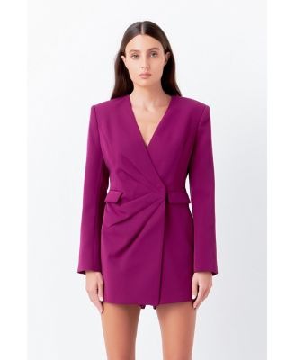 Women's Drapped V-neckline Blazer Romper