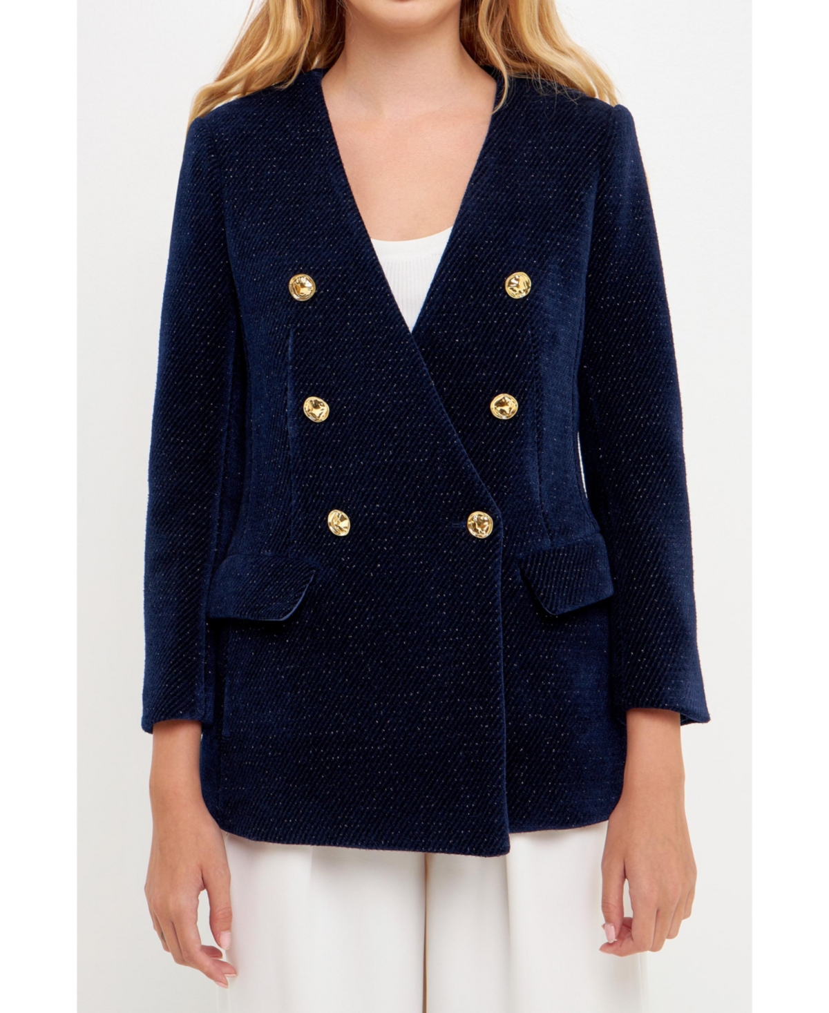 Women's Structured Lapeless Textured Blazer