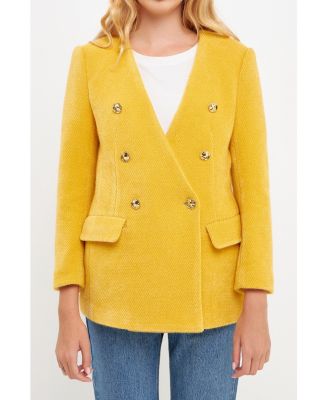 Women's Structured Lapeless Textured Blazer