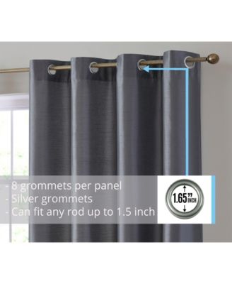 Jefferson Faux Silk Semi Sheer Light Filtering Microfiber Lined Grommet Lightweight Window Curtain Panels, Set of 2