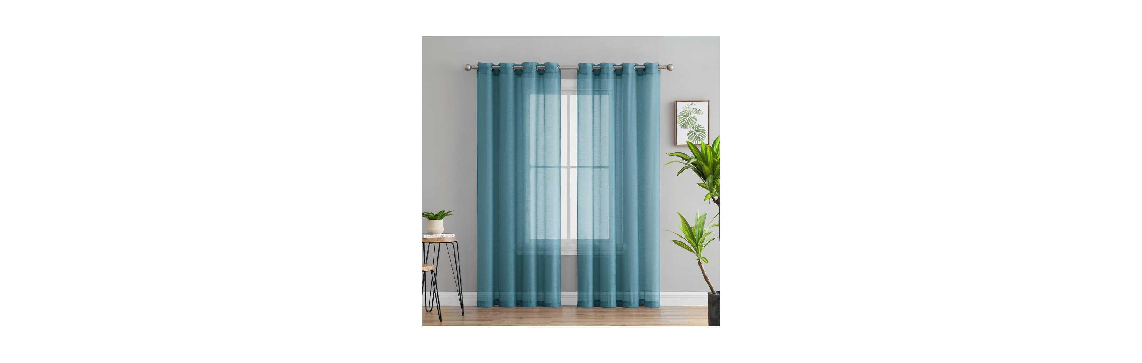 Hlc.me 2 Piece Semi Sheer Voile Window Curtain Drapes Grommet Panels for Bedroom