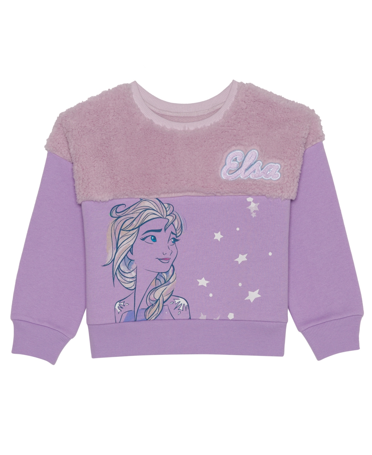 Disney Kids' Toddler Girls Frozen Long Sleeve Sherpa Fleece Pullover Sweatshirt In Purple