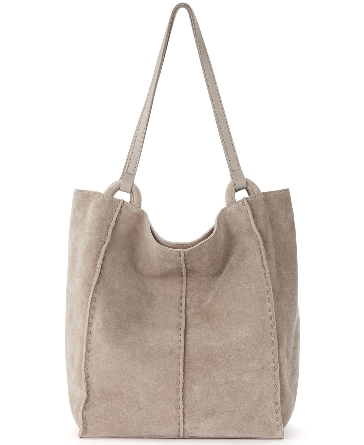 Los Feliz Leather Tote - Sand Suede