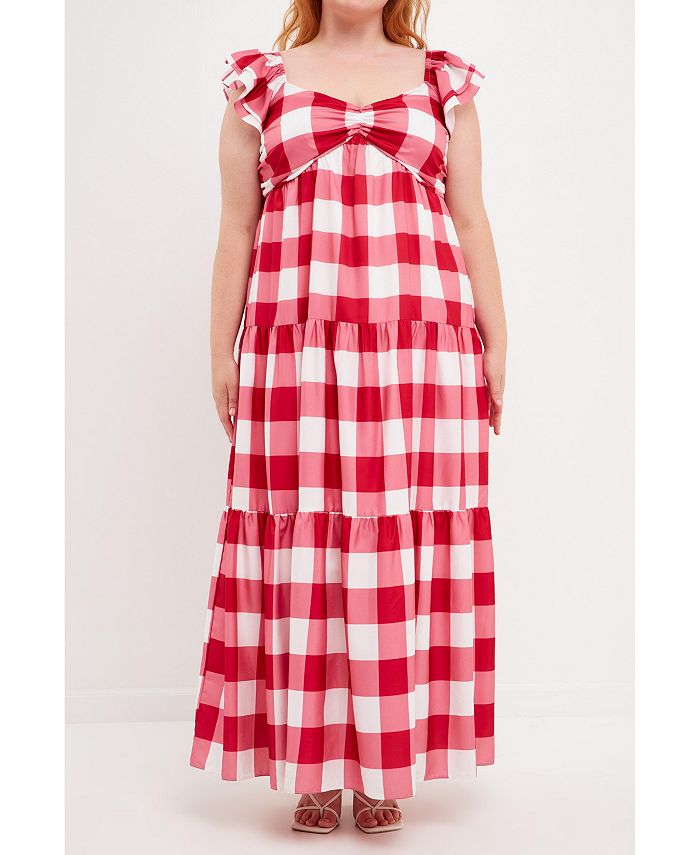English Factory Women's Plus size Gingham Maxi Dress Macy's