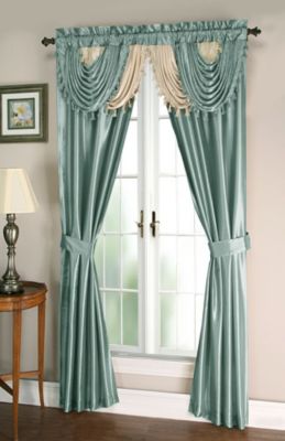Satin Semi Sheer Complete 5 Piece Window in a Bag Attached Curtain Set