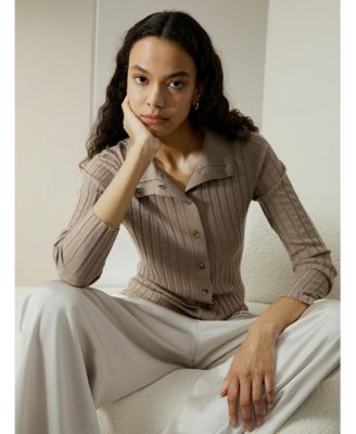 Women's Ribbed Silk-Cashmere Blend Cardigan