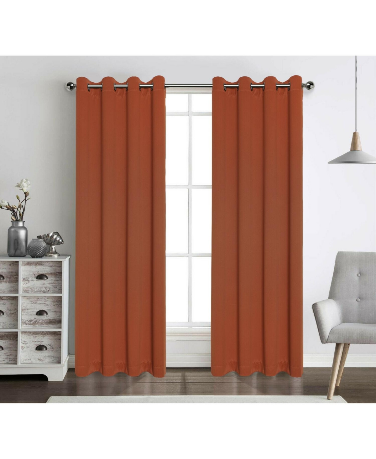Kate Aurora Hotel Living 2 Pack 100% Blackout Grommet Top Orange Spice Curtain Panels