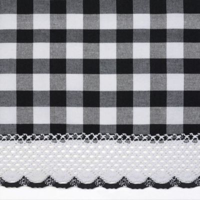 Complete 3 Piece Country Farmhouse Plaid Gingham Black & White Buffalo Check Kitchen Curtain Tier & Valance Set