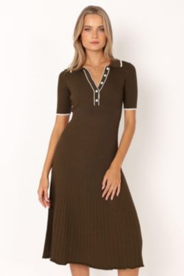 knee length dresses for ladies The Diana Midi Dress in wine red  LA RIVIERA STORE
