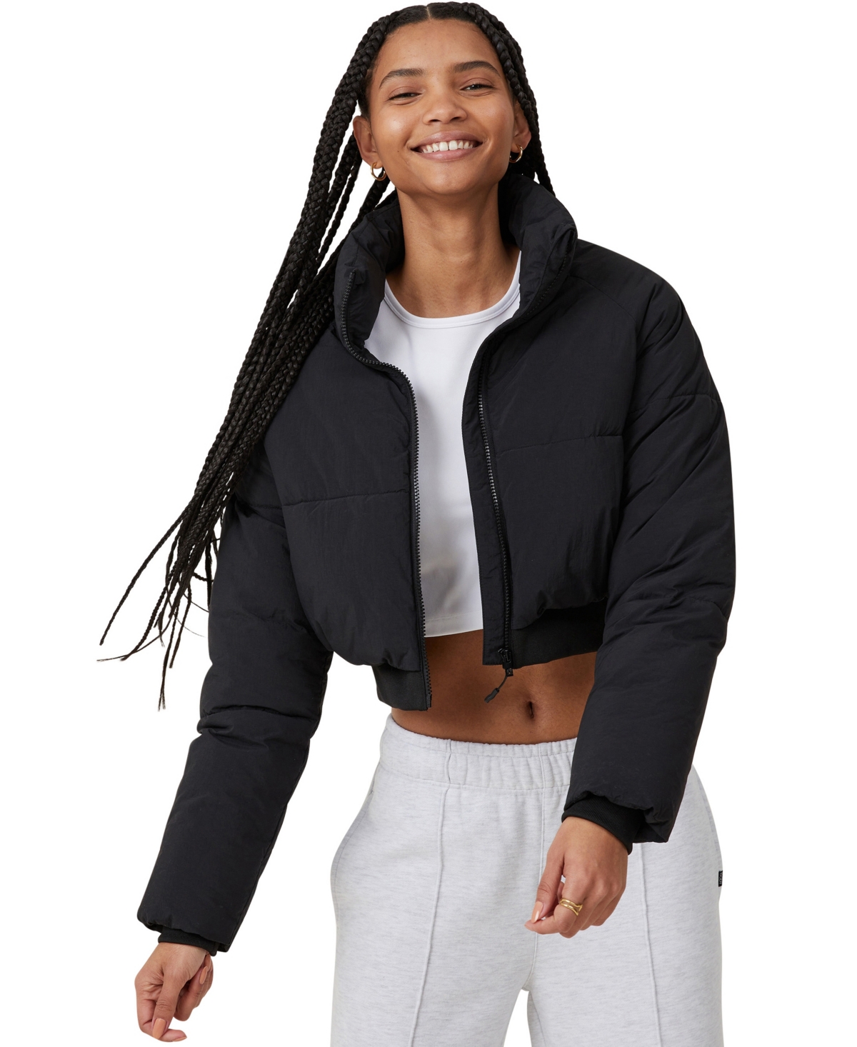 Cotton On The Recycled Cropped Mother Puffer 2 In Black