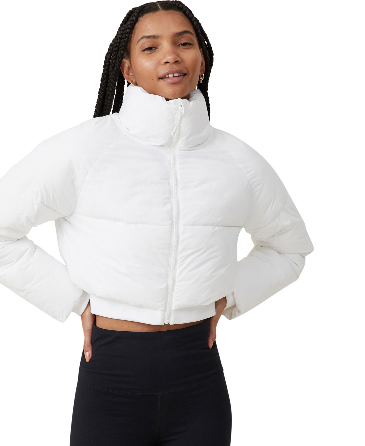 Cotton On The Recycled Cropped Mother Puffer 2 In White