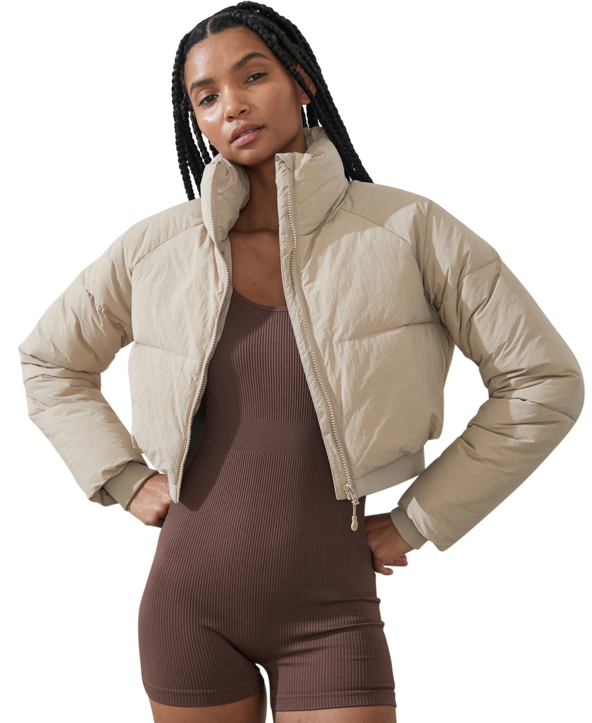 Cotton On Cropped Mother Puffer 2 In White Pepper