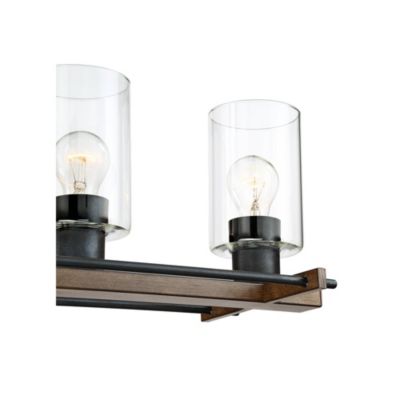 Ranger Dust Bronze Wood Linear Pendant Chandelier 36 3/4" Wide Rustic Clear Glass 5-Light Fixture for Dining Room Kitchen Island