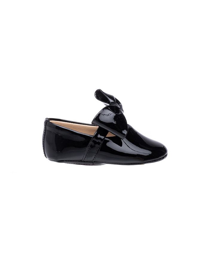 Elephantito Girls Dress Shoes - Claire Flats with Bow - Patent Navy Blue