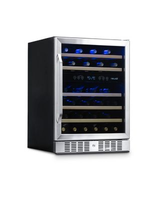 Newair 24 Inch Built-in 46 Bottle Dual Zone Compressor Wine Fridge in Stainless Steel, Quiet Operation with Beechwood Shelves - Macy's