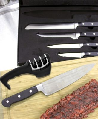 Contempo German Steel 7-Pc. Cutlery Set in Wood Case & Sharpener