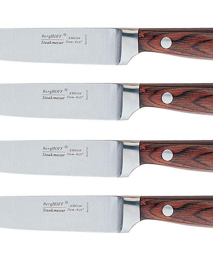 BergHOFF Pakka Wood 12pc Stainless Steel Steak Knife Set 4.75