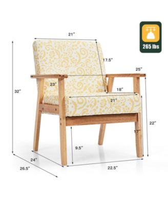 Modern Accent Armchair Fabric Lounge Chair with Rubber Wood Leg