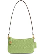 Coach White and Lime Green Leather Large Handbag