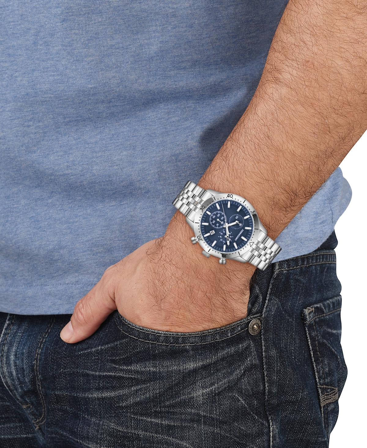 Shop Ferragamo Salvatore  Men's Swiss Chronograph Master Stainless Steel Bracelet Watch 43mm