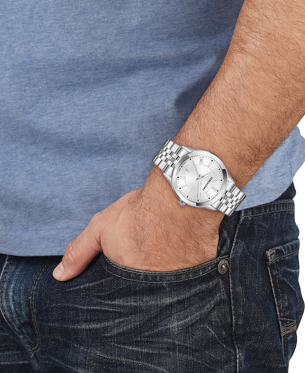 Shop Ferragamo Salvatore  Men's Swiss Classic Stainless Steel Bracelet Watch 42mm