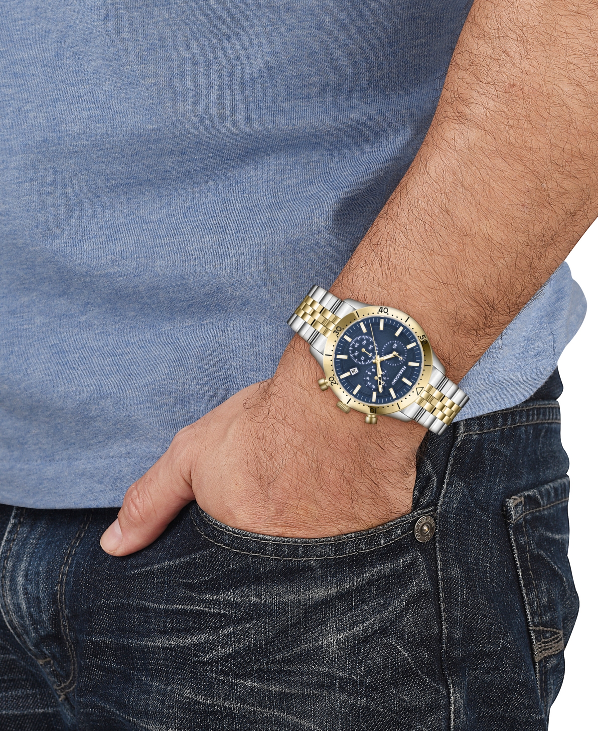 Shop Ferragamo Salvatore  Men's Swiss Chronograph Master Two-tone Stainless Steel Bracelet Watch 43mm In Two Tone