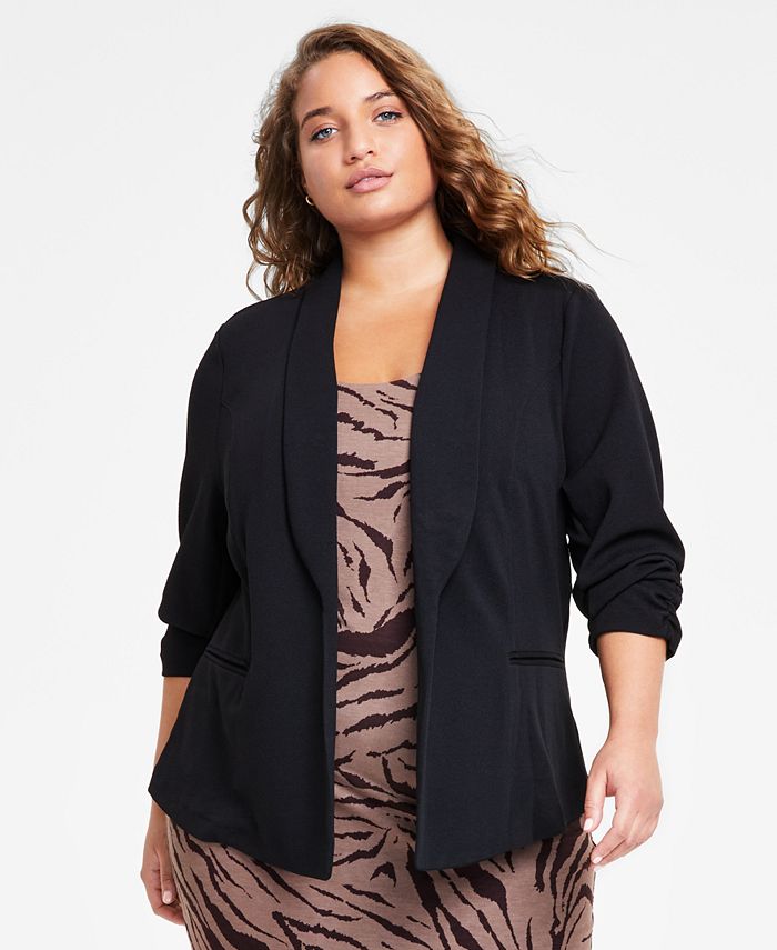 Plus size 2024 drape front jacket