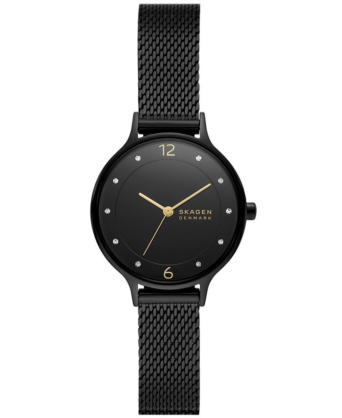 Skagen Women s Anita Three Hand Black Stainless Steel Watch 30mm